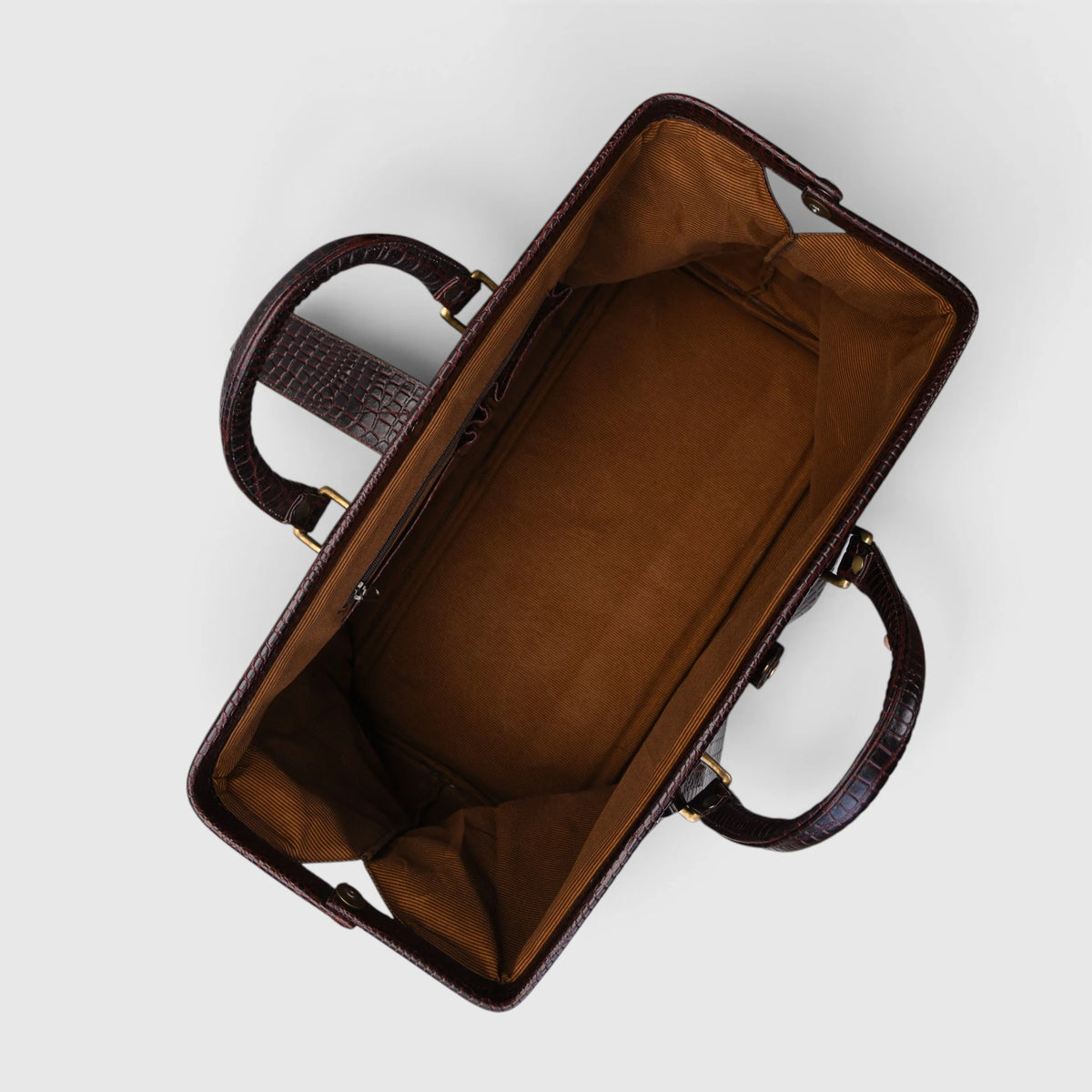 Brown Leather Duffle Bag | Maverick Croco Weekender – Hestern