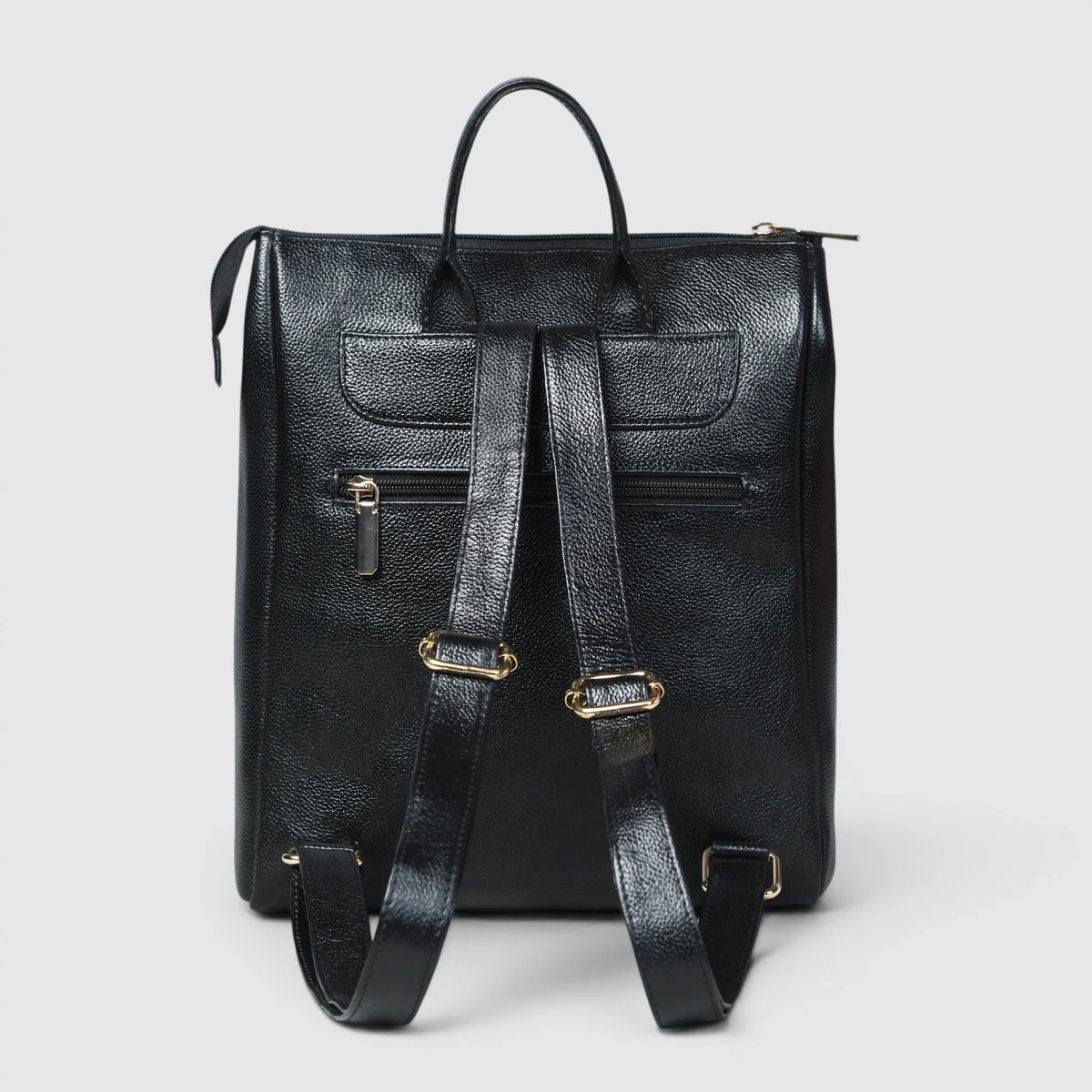 Harper Convertible Leather Backpack – Black