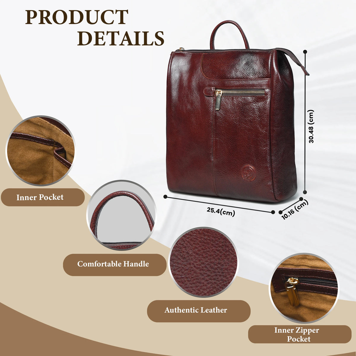 Harper Convertible Leather Backpack Tote – Burgundy | Women's Full-Grain Leather Laptop Backpack