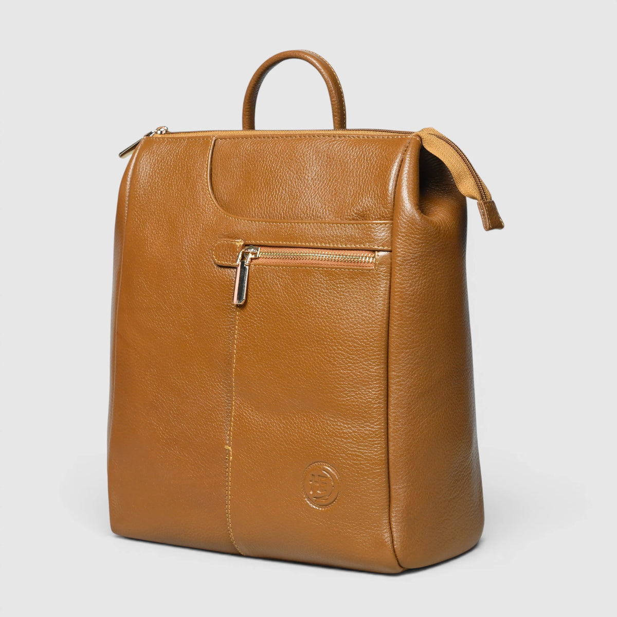 Harper Convertible Leather Backpack – Camel Tan