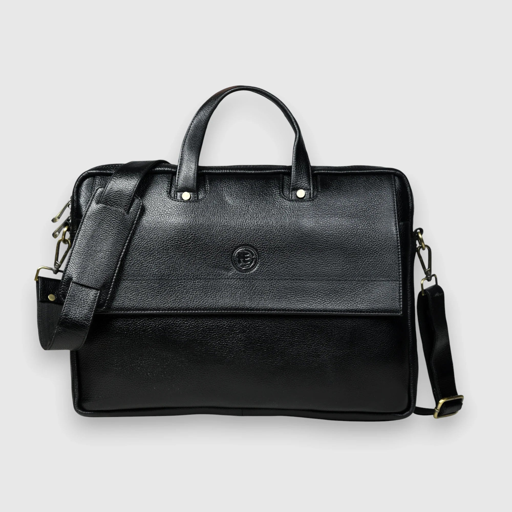 Executive Edge Leather Laptop Briefcase - Black Colour