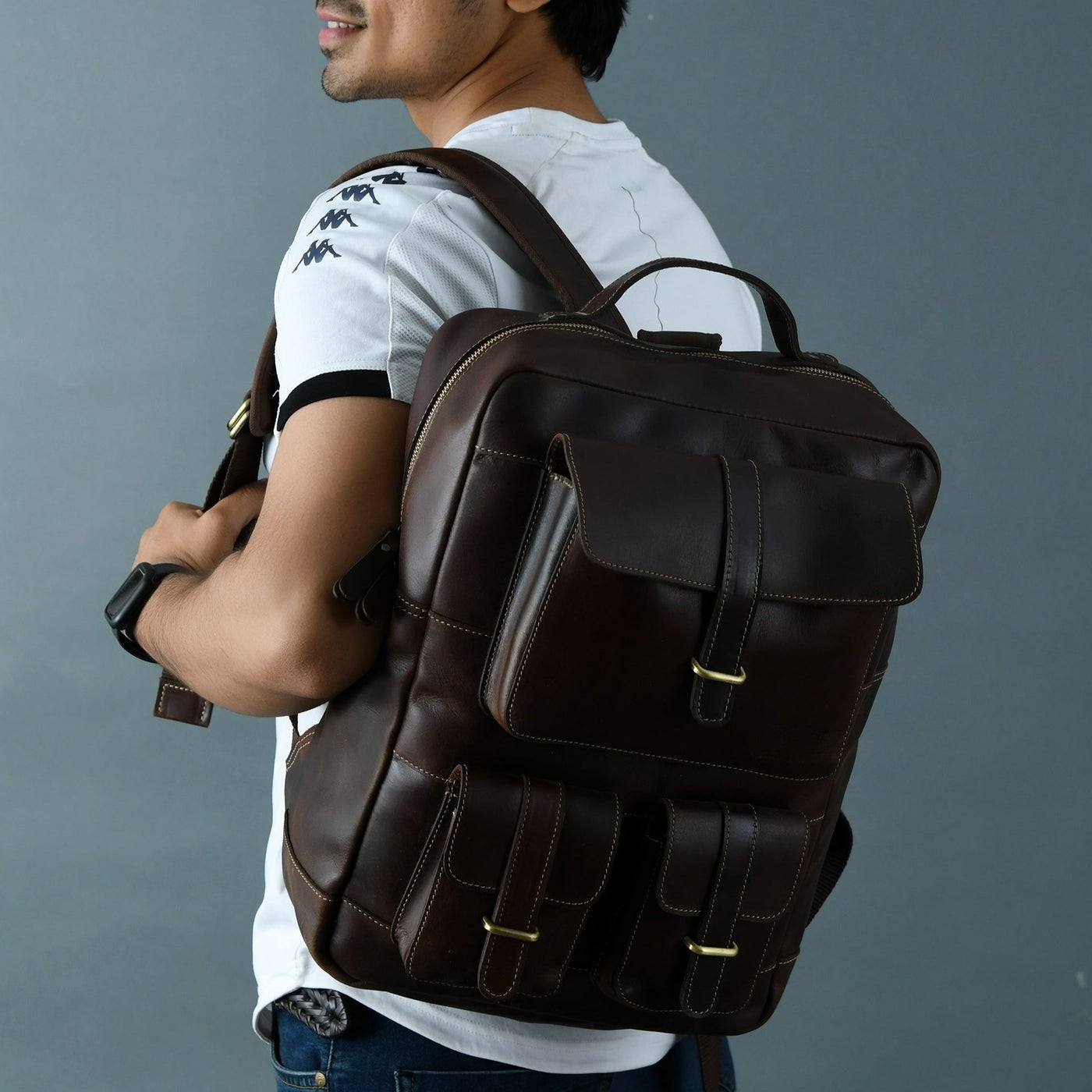 Hestern TerraLux Leather Backpack - Expresso Brown
