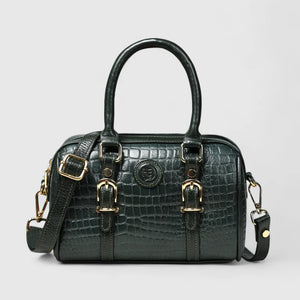 Emerald Luxe Croc Satchel Bag - Rich Green
