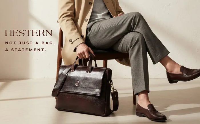 Executive Edge Leather Laptop Briefcase - Espresso brown