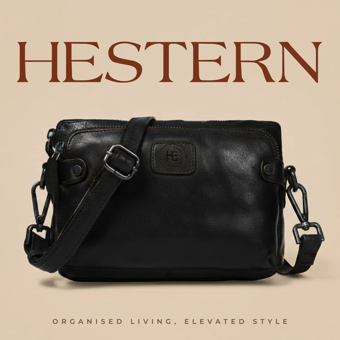 Classic Cognac Leather Women's Handbag - Black Colour