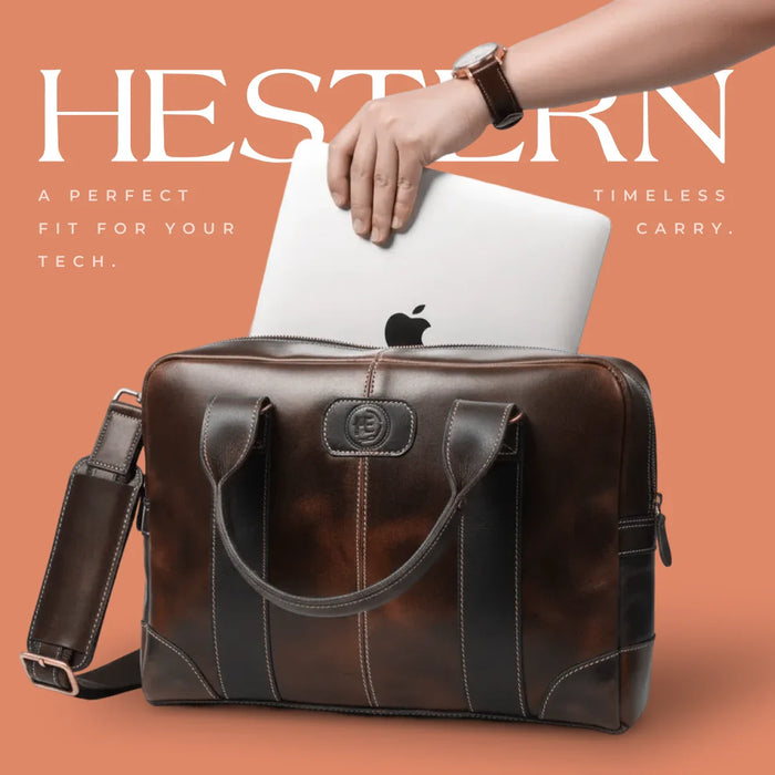 Heritage Buffalo Pure Leather Laptop Bag - Brown colour