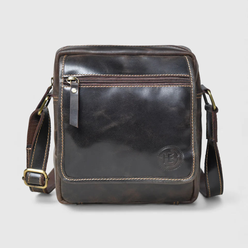 Explorer Vintage Leather Sling Bag - Espresso brown
