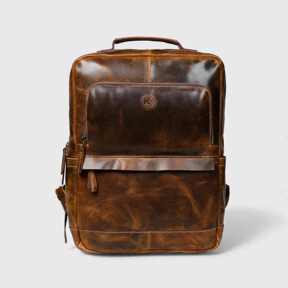 🎁 Alpine Vintage Leather Laptop Backpack - Brown Colour