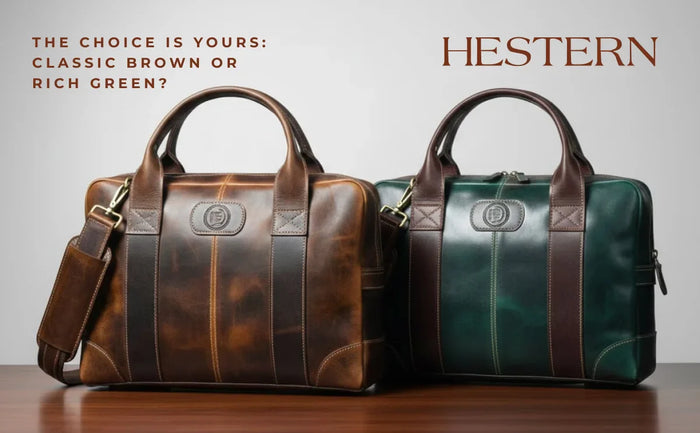 Heritage Buffalo Pure Leather Laptop Bag - Rich Green