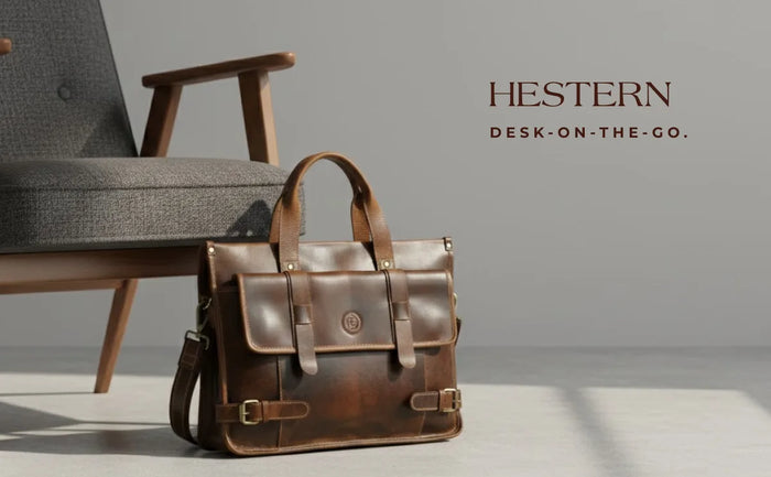 Heritage Leather Laptop Bag-Espresso brown