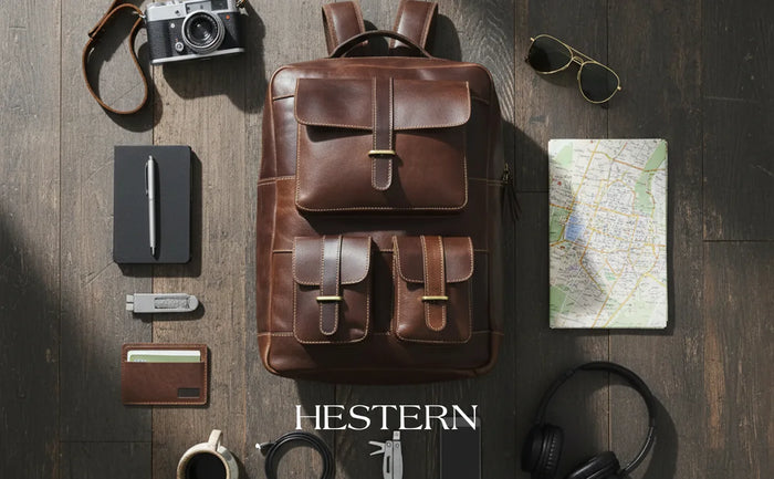 Hestern TerraLux Leather Backpack - Expresso Brown