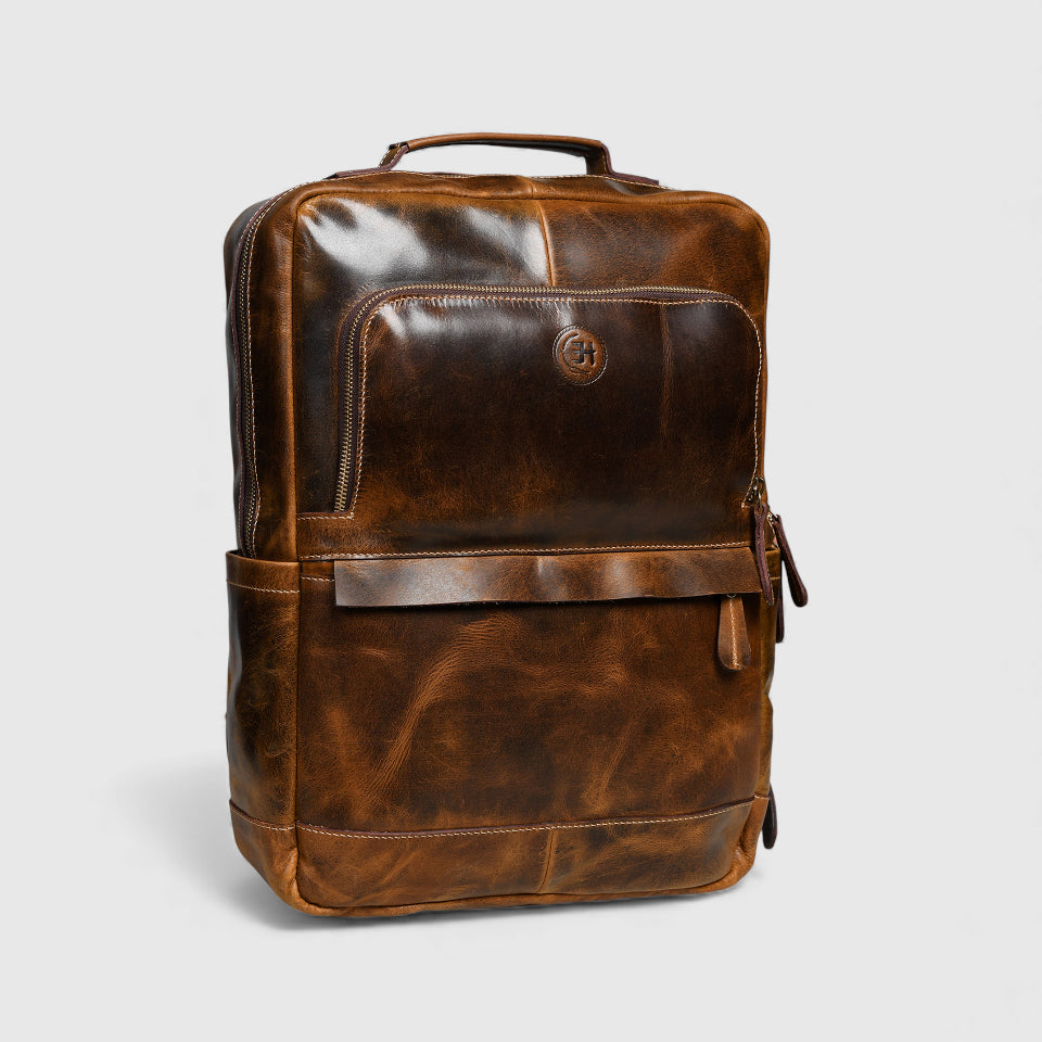 Alpine Vintage Leather Laptop Backpack - Maroon Colour