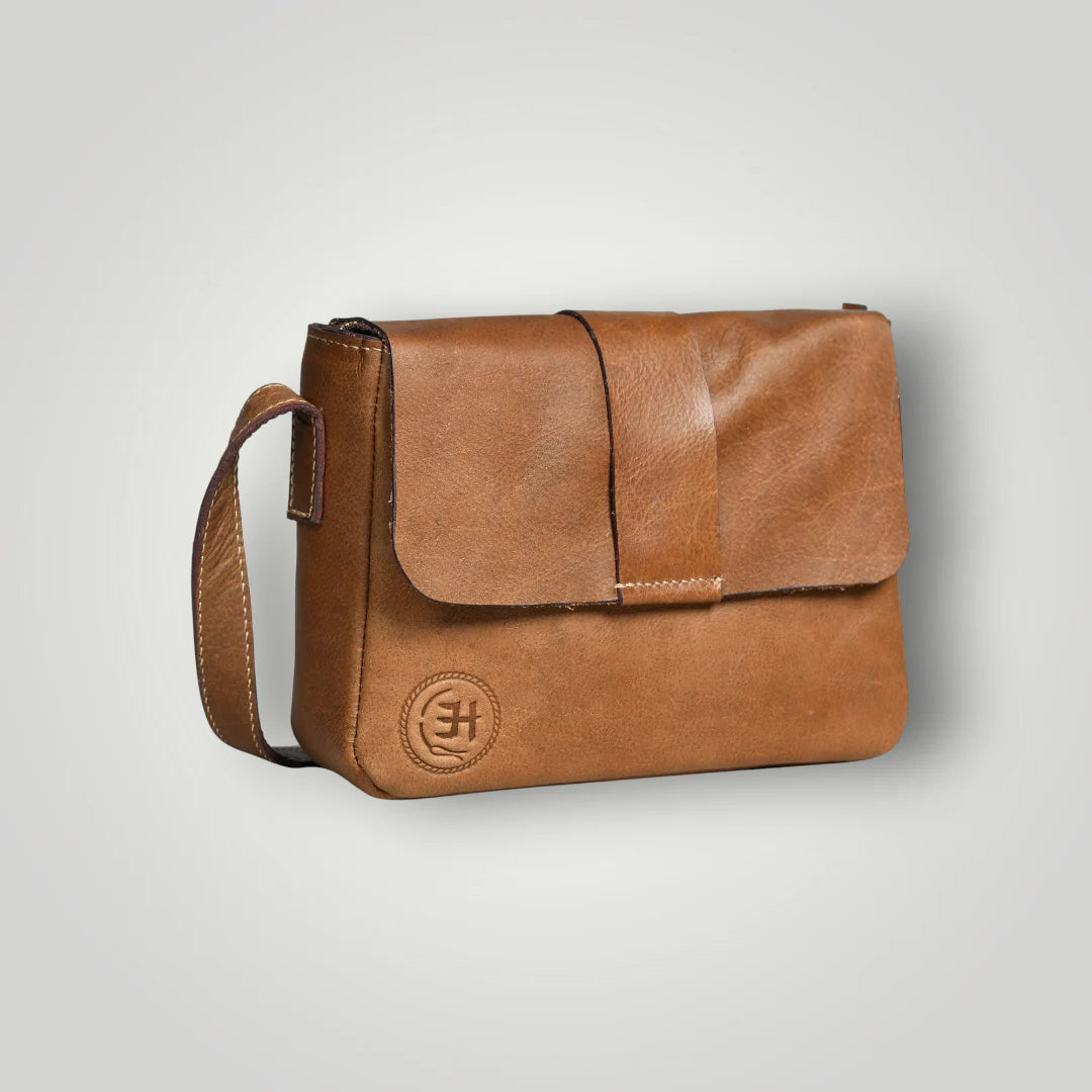 The Heritage Raw Leather Satchel Bag- Camel tan