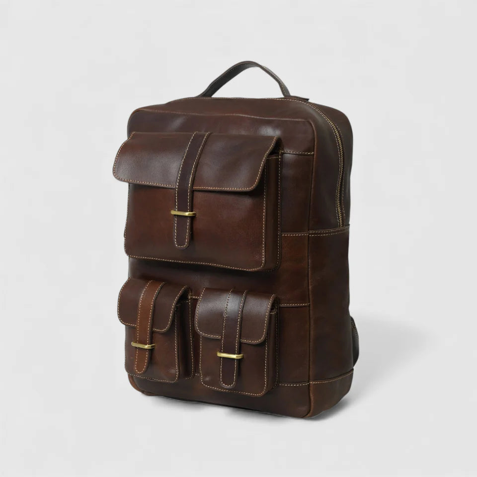 Hestern TerraLux Leather Backpack - Expresso Brown