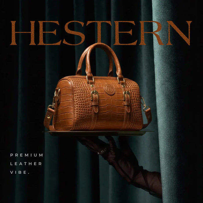 Emerald Luxe Croc Satchel Bag - Tan Colour