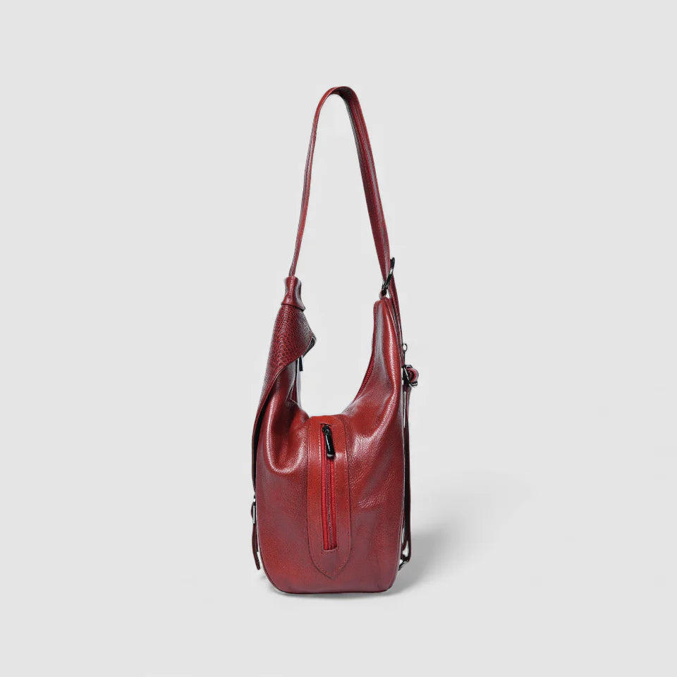 Croco Leather Shoulder Bag - Red Colour