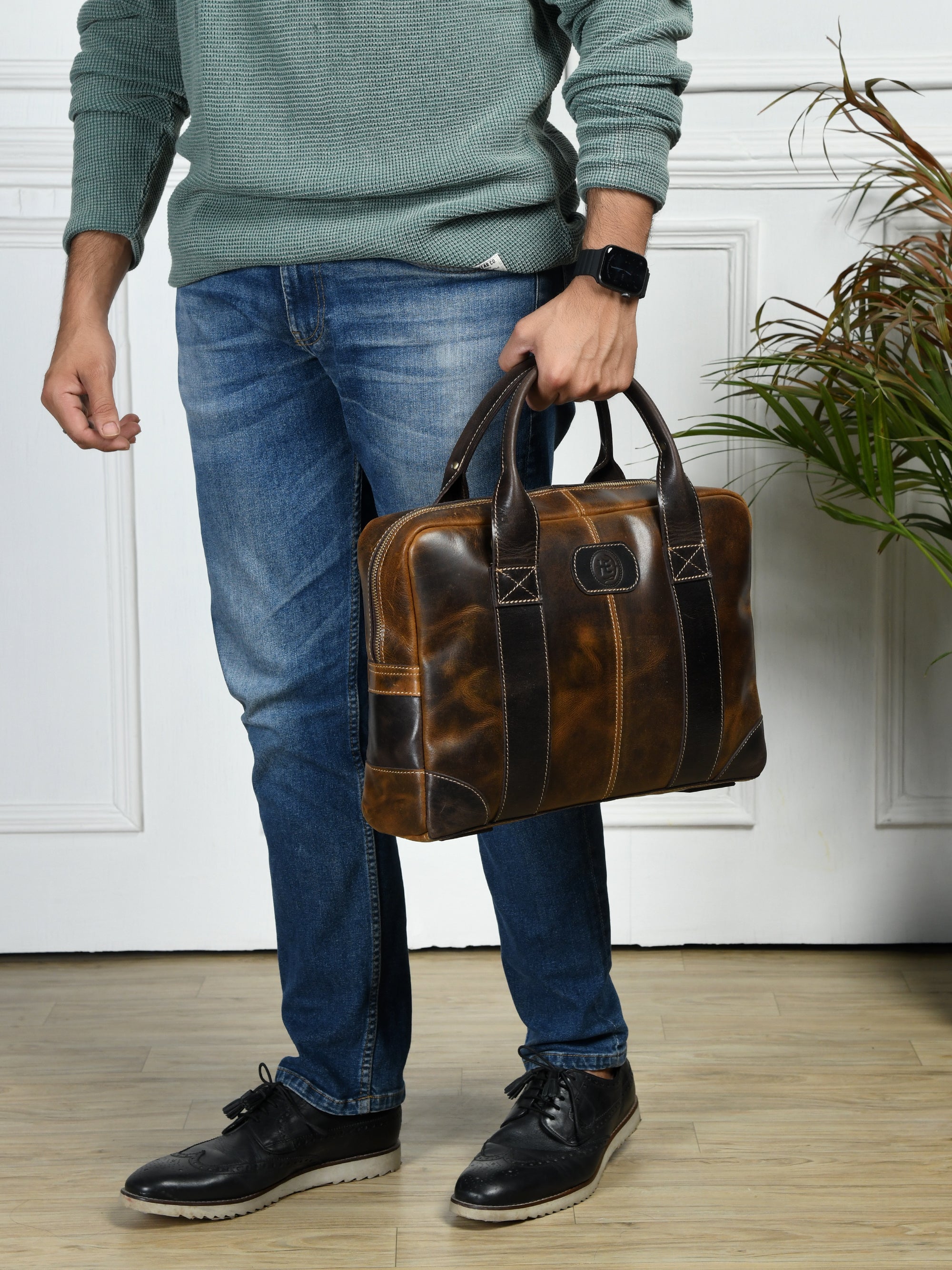 Heritage Buffalo Pure Leather Laptop Bag - Brown Colour
