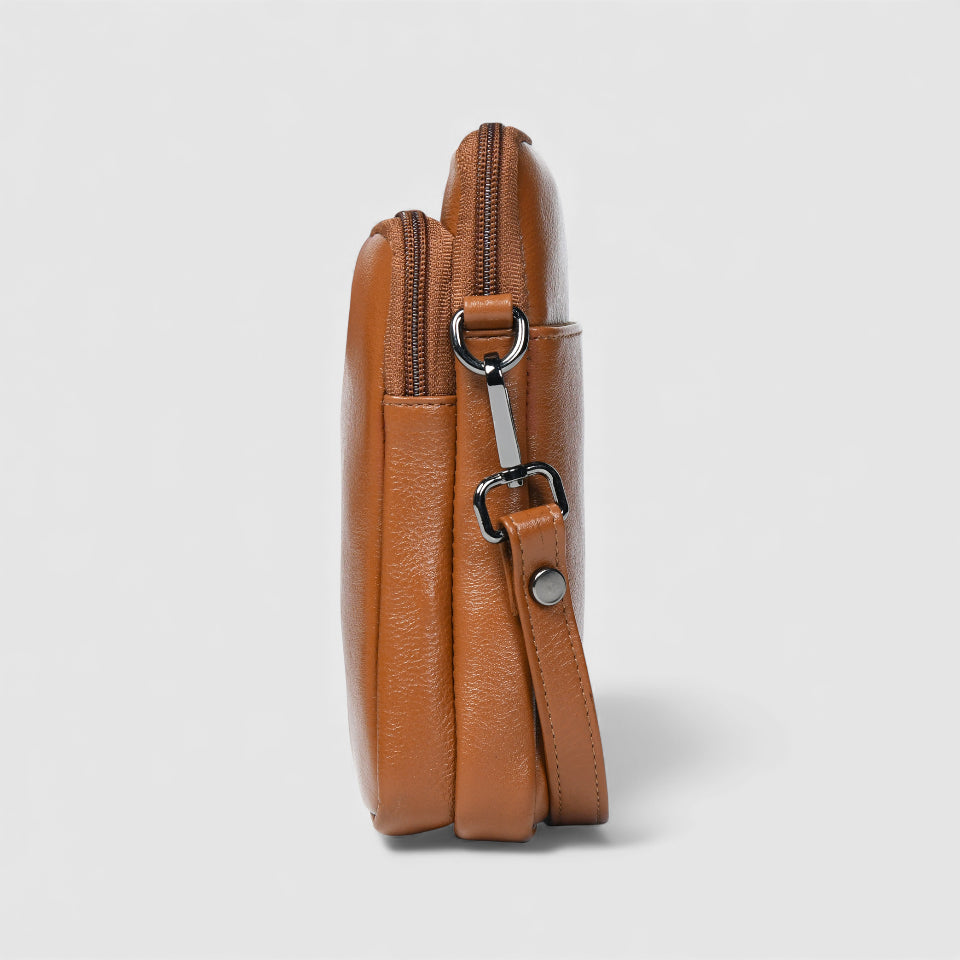AmberStride Leather Sling Bag – Brown Colour