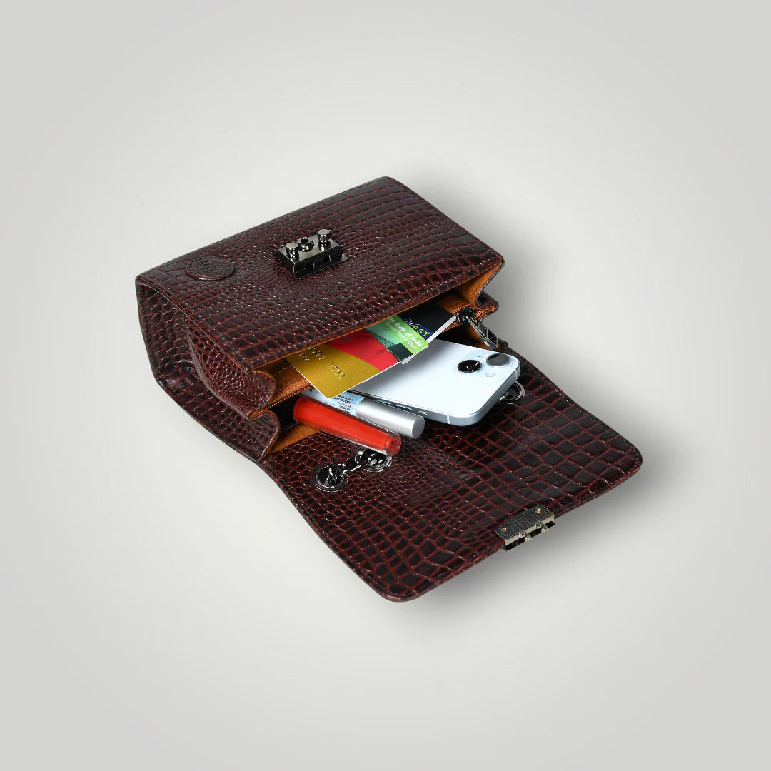 Obsidian Executive Leather Briefcase - Maroon colour