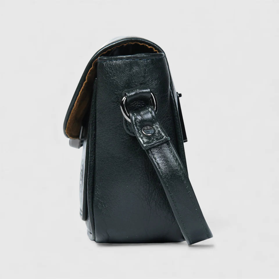 Verdant Elegance Women's Leather Handbag - Rich Green