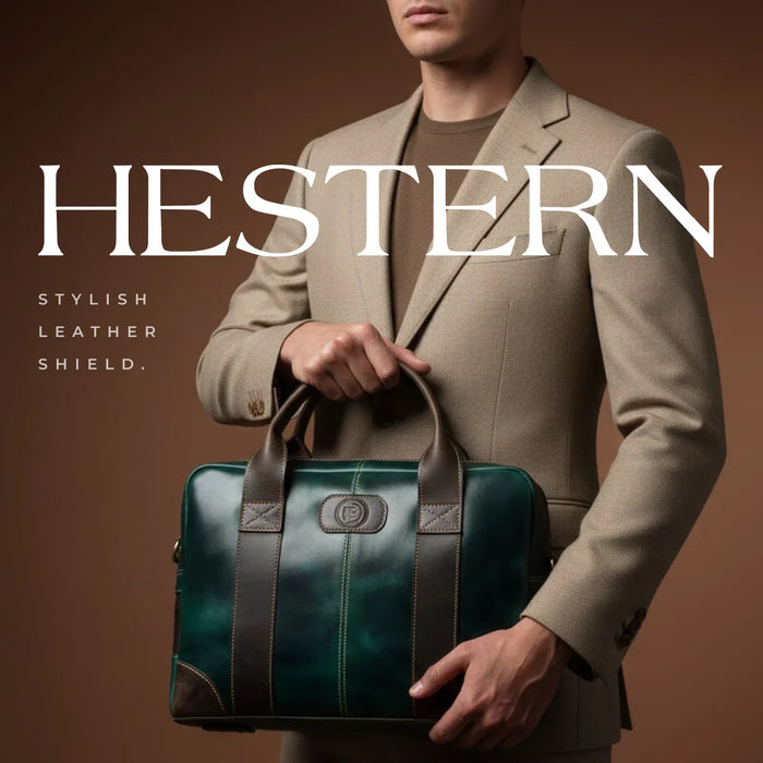 Heritage Buffalo Pure Leather Laptop Bag - Rich Green