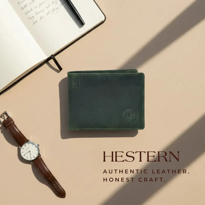 Vintage Leather RFID Wallet - Rich Green