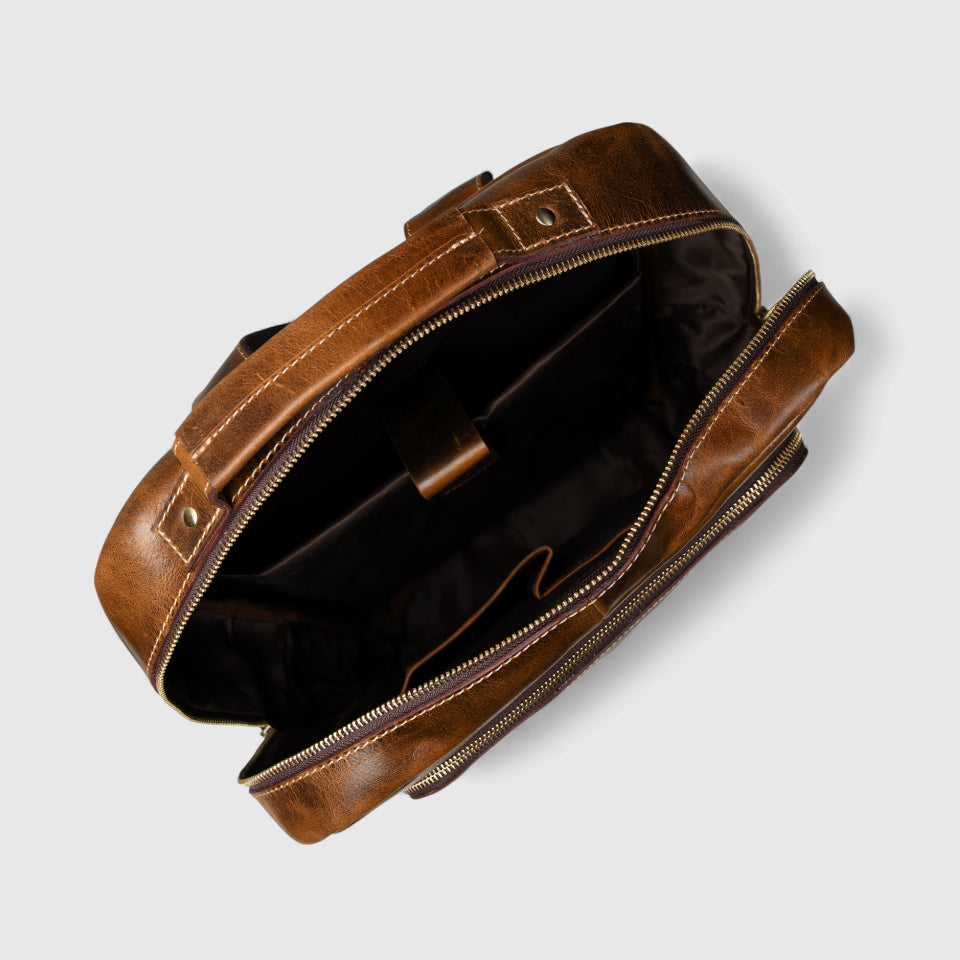 Alpine Vintage Leather Laptop Backpack - Maroon Colour