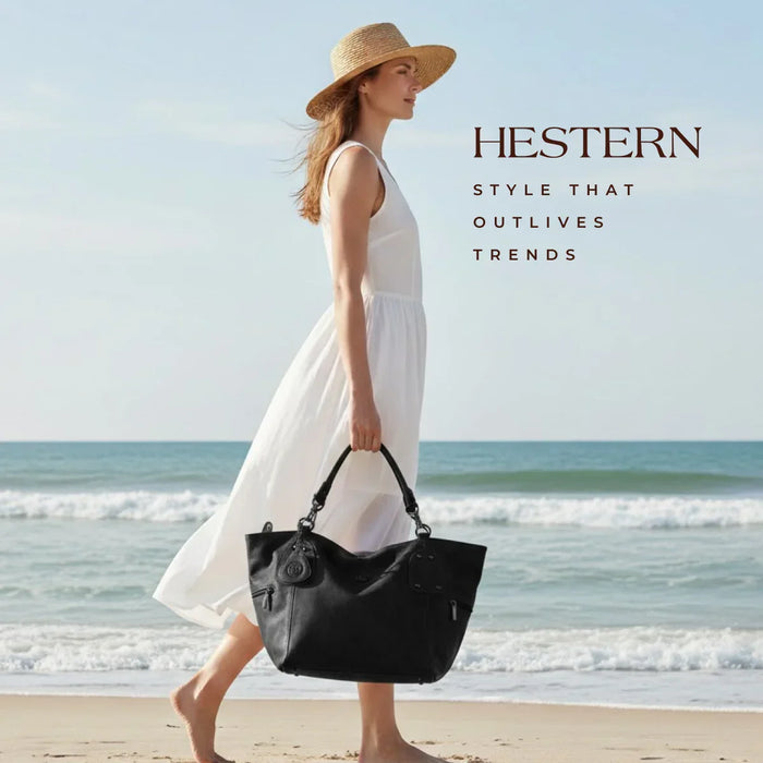 Monarch Luxe Suede Leather Convertible Tote Handbag – Black Colour