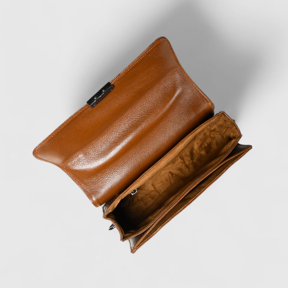 Imperial Croc Luxe Satchel Bag - Brown Colour