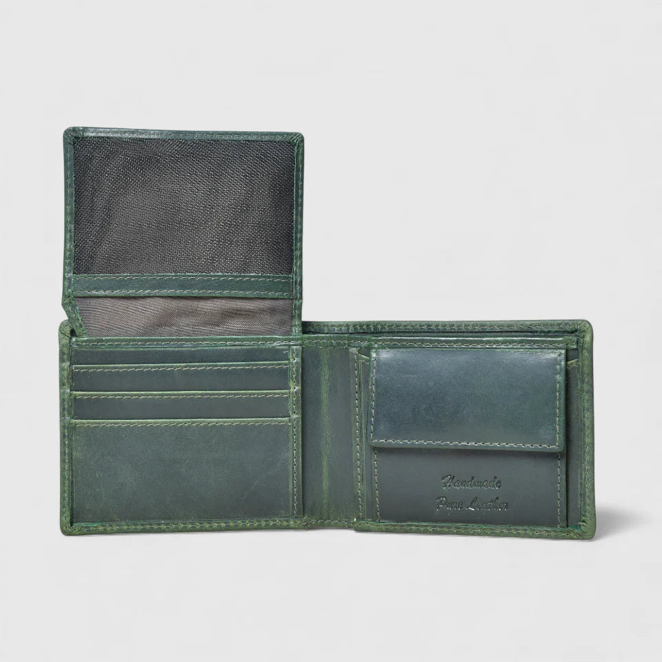 Vintage Leather RFID Wallet - Rich Green