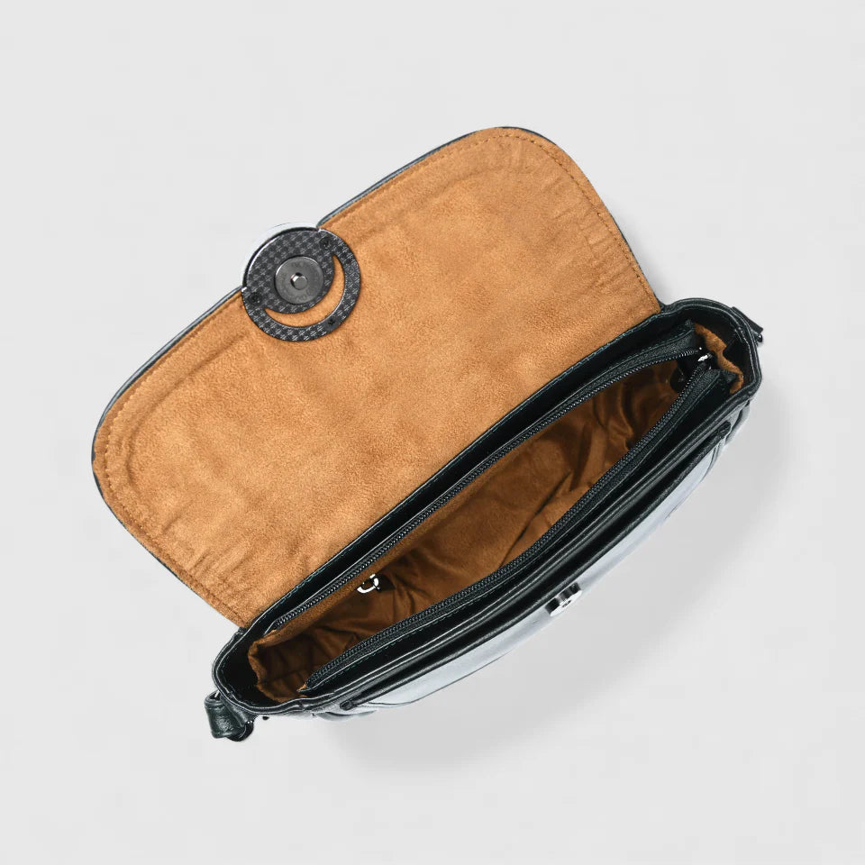 Verdant Elegance Women's Leather Handbag - Rich Green