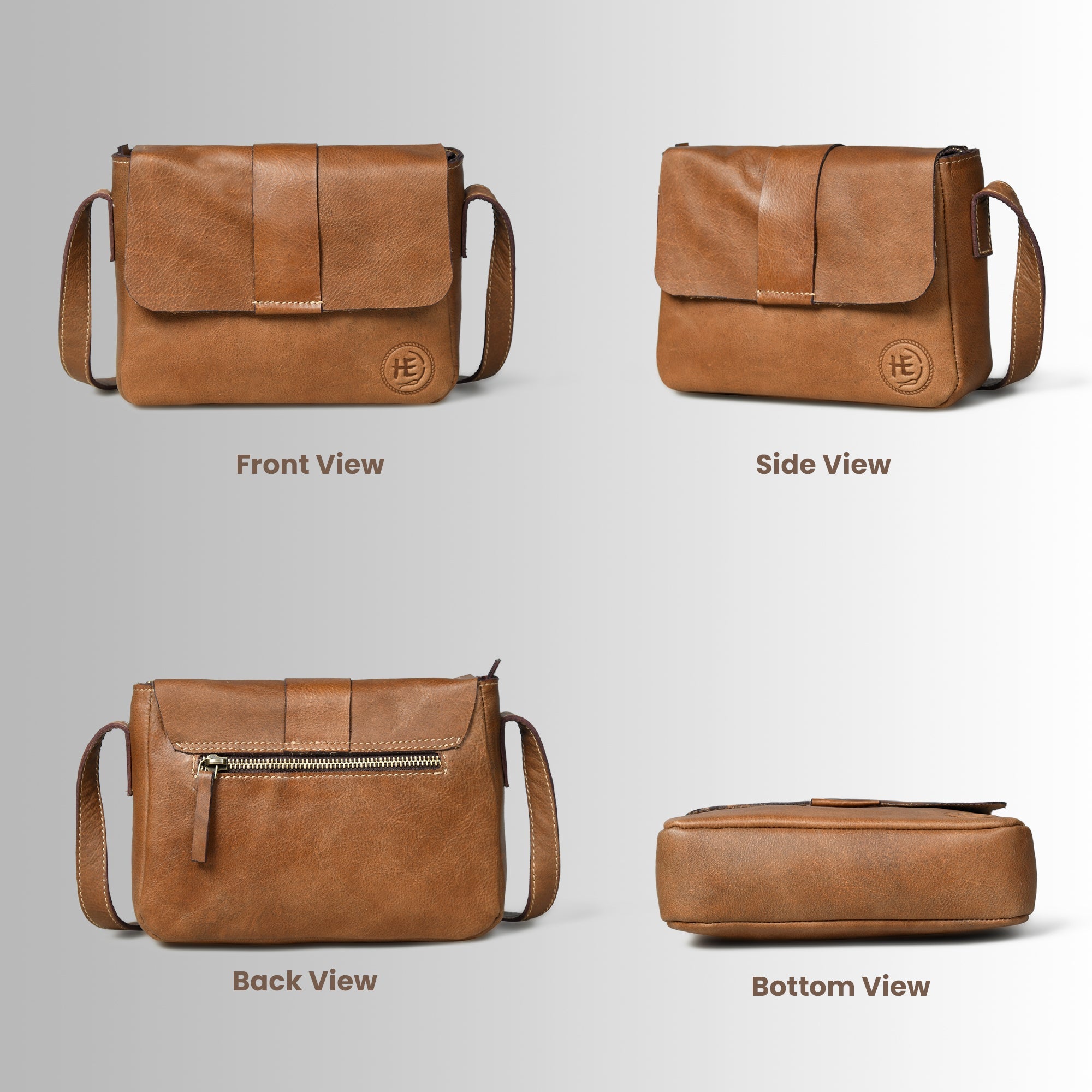 The Heritage Raw Leather Satchel Bag- Camel tan