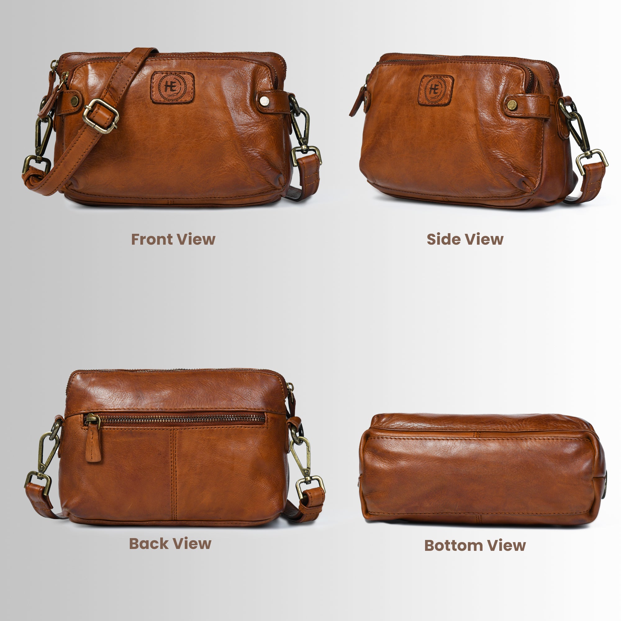 Classic Cognac Leather Women's Handbag - Maroon colour