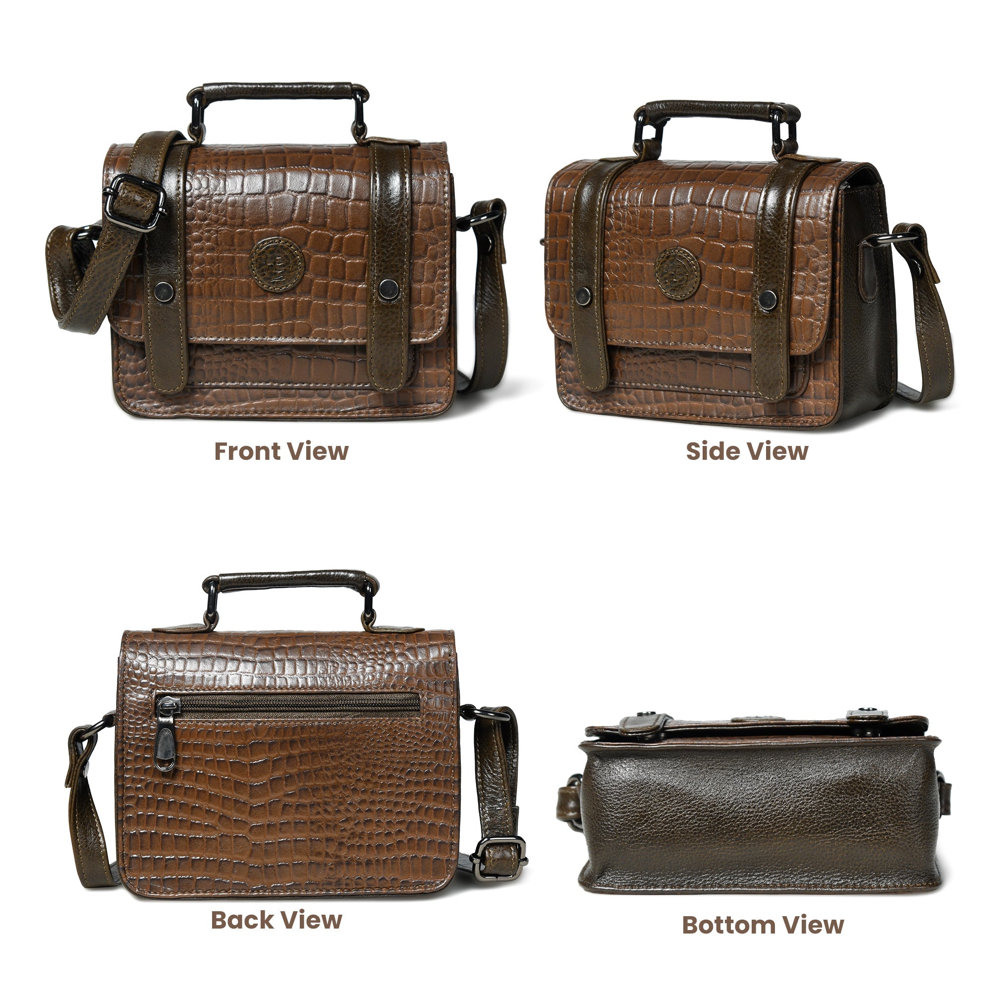 URBAN BOBBY レザーバッグ　ダークブラウン Womens Brown Leather Crossbody Bag | Small Tan Leather Bag – Hestern