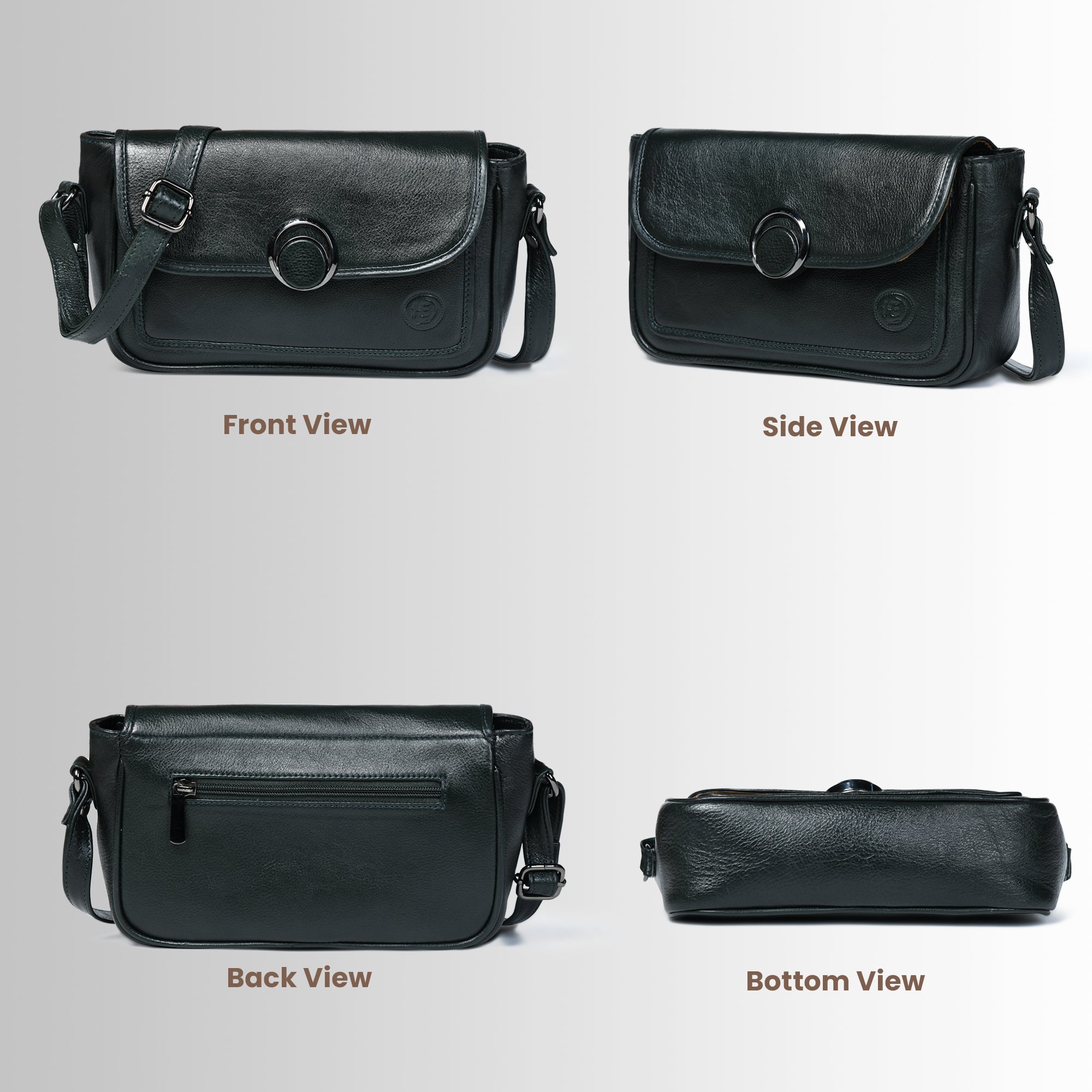 Verdant Elegance Women's Leather Handbag - Rich Green