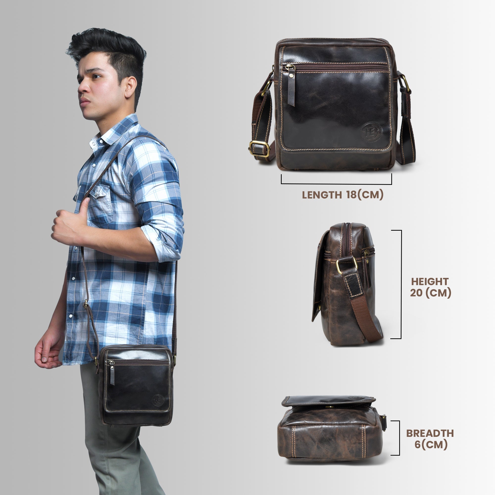 Explorer Vintage Leather Sling Bag - Espresso brown