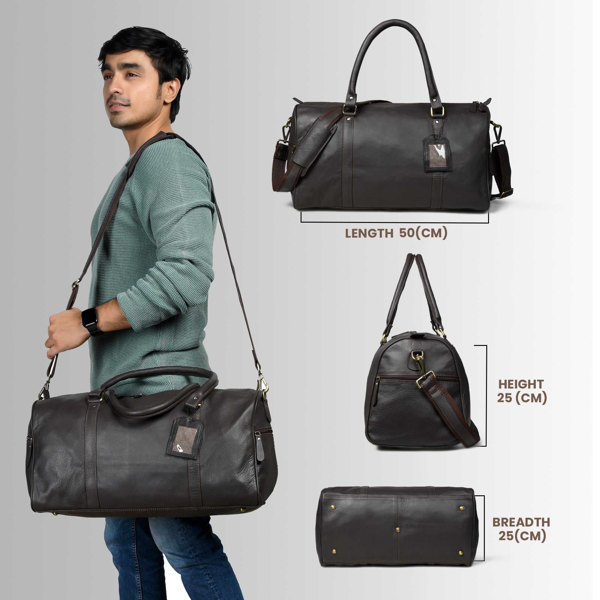 The Voyager Leather Travel Duffle Bag - Espresso brown