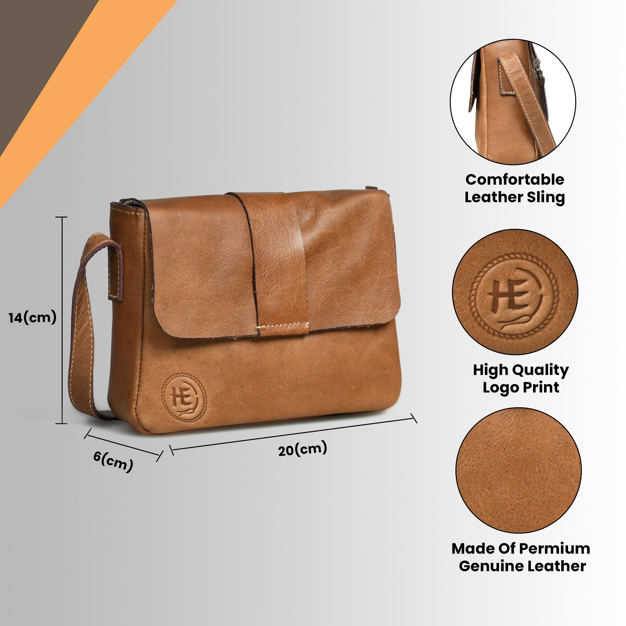 The Heritage Raw Leather Satchel Bag- Camel tan