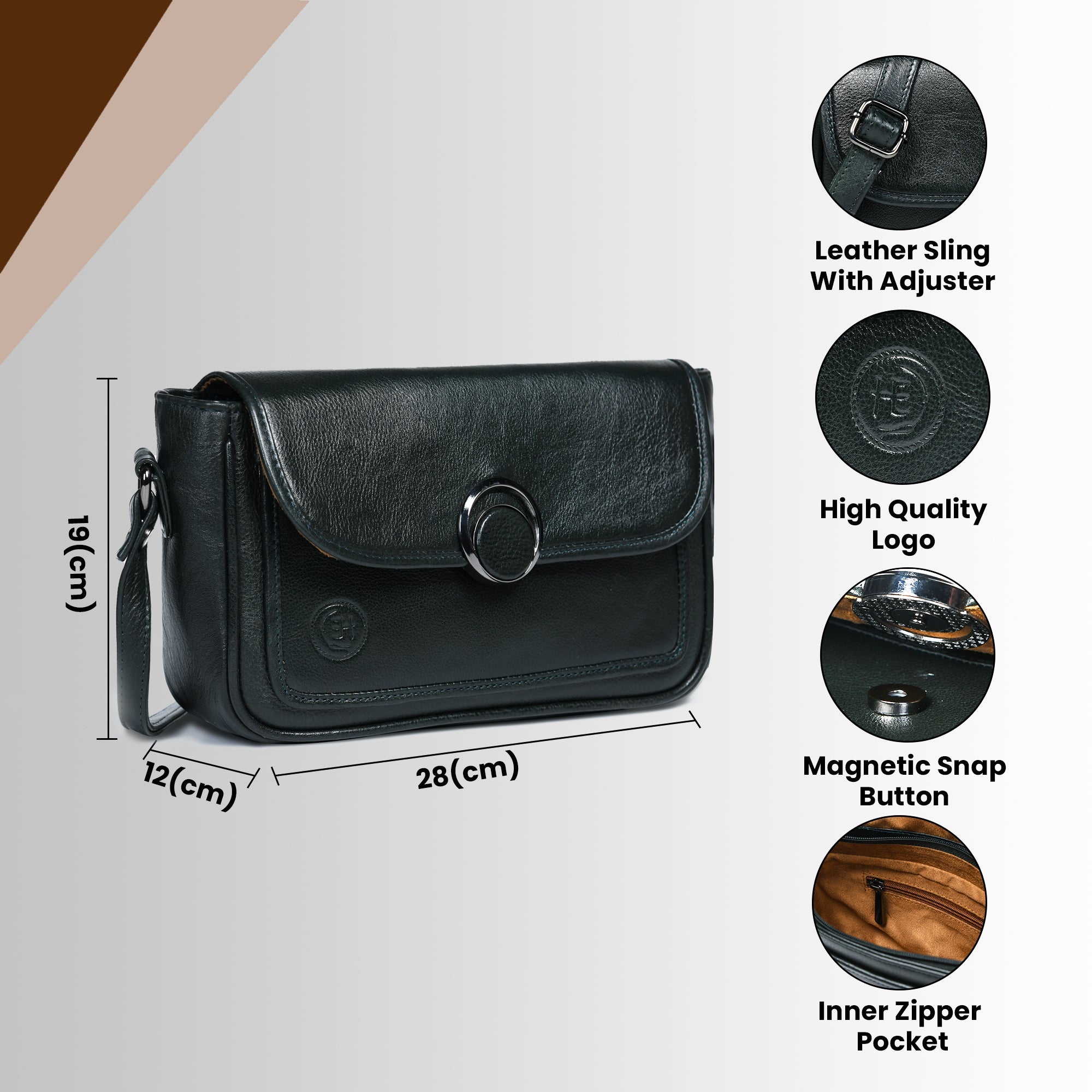 Verdant Elegance Women's Leather Handbag - Rich Green