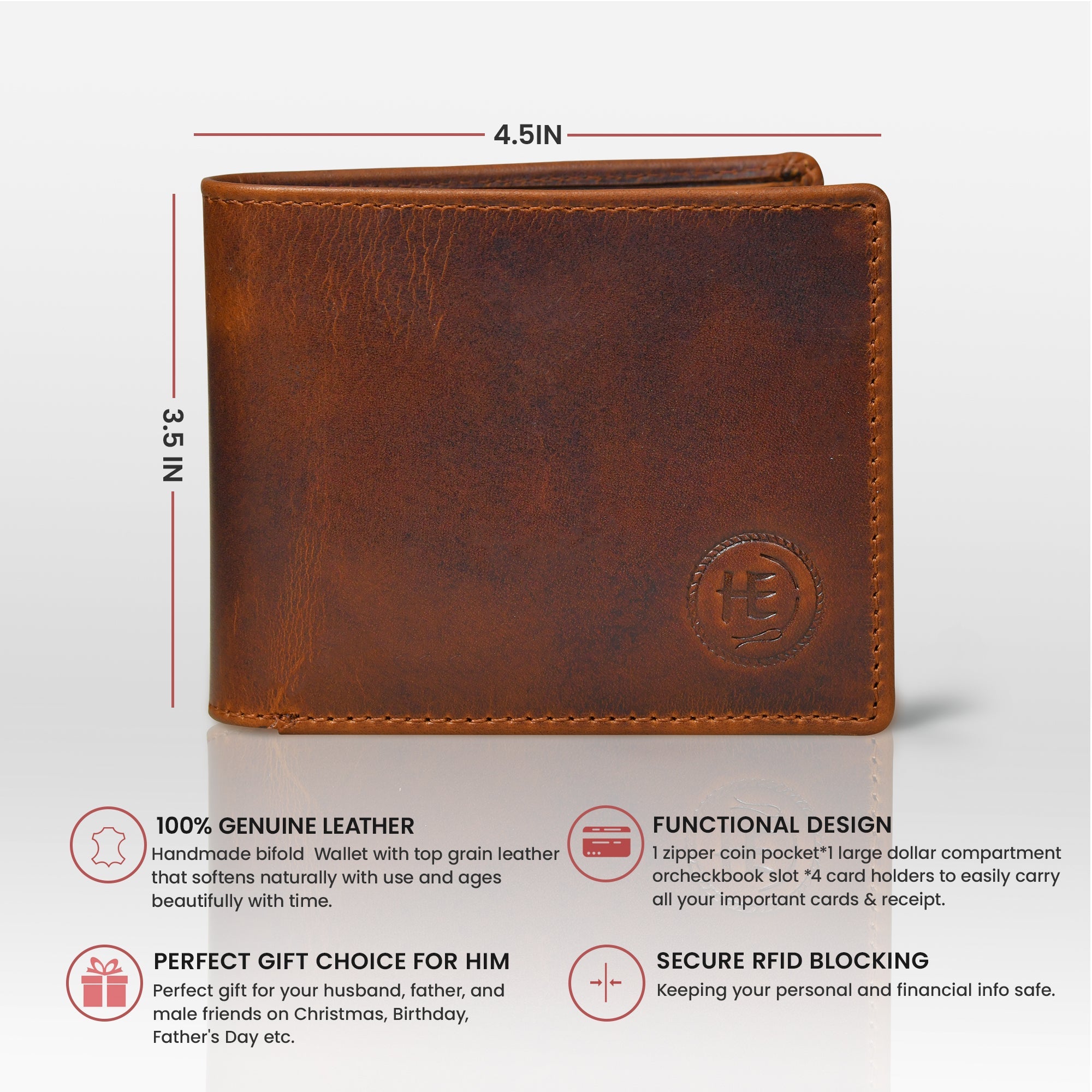 Vintage Leather RFID Wallet - Tan Colour