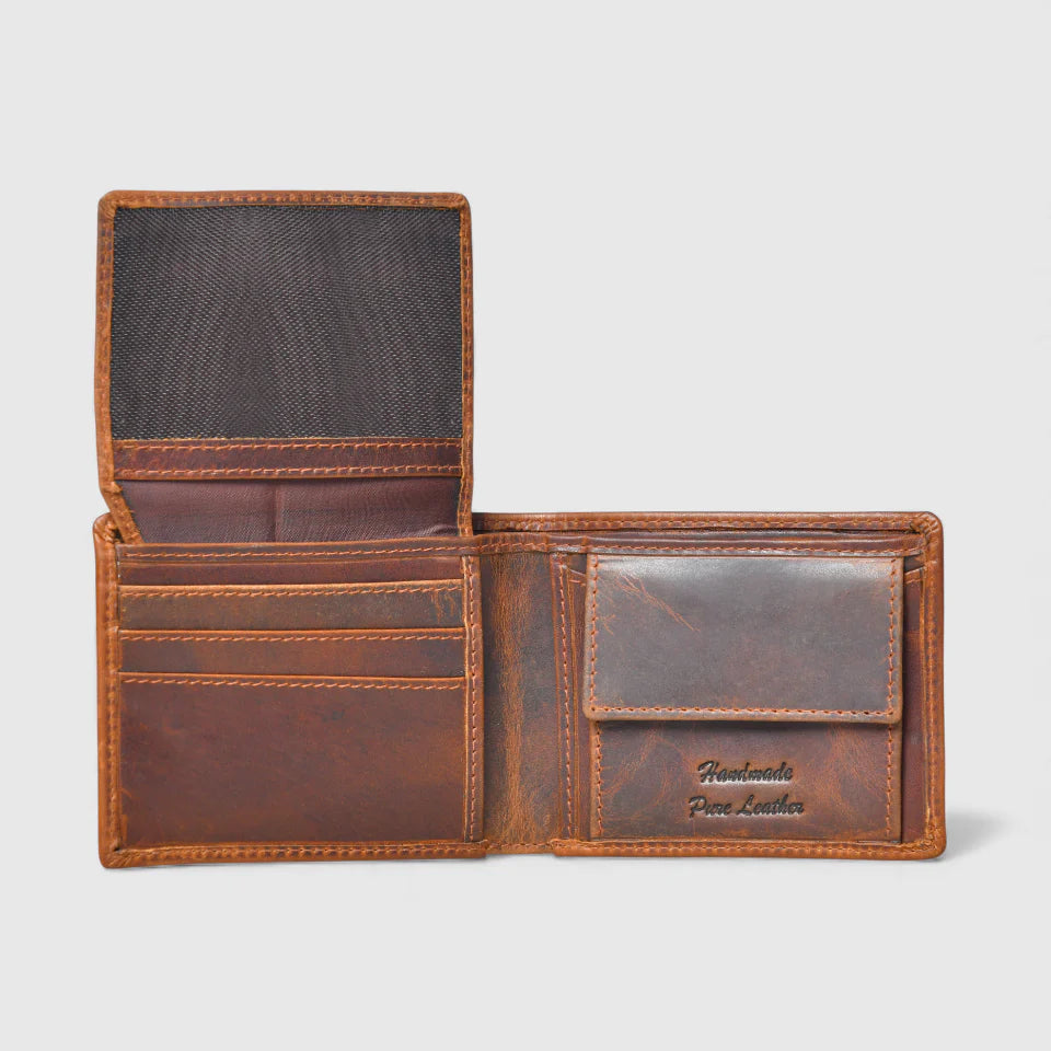 Vintage Leather RFID Wallet - Tan Colour