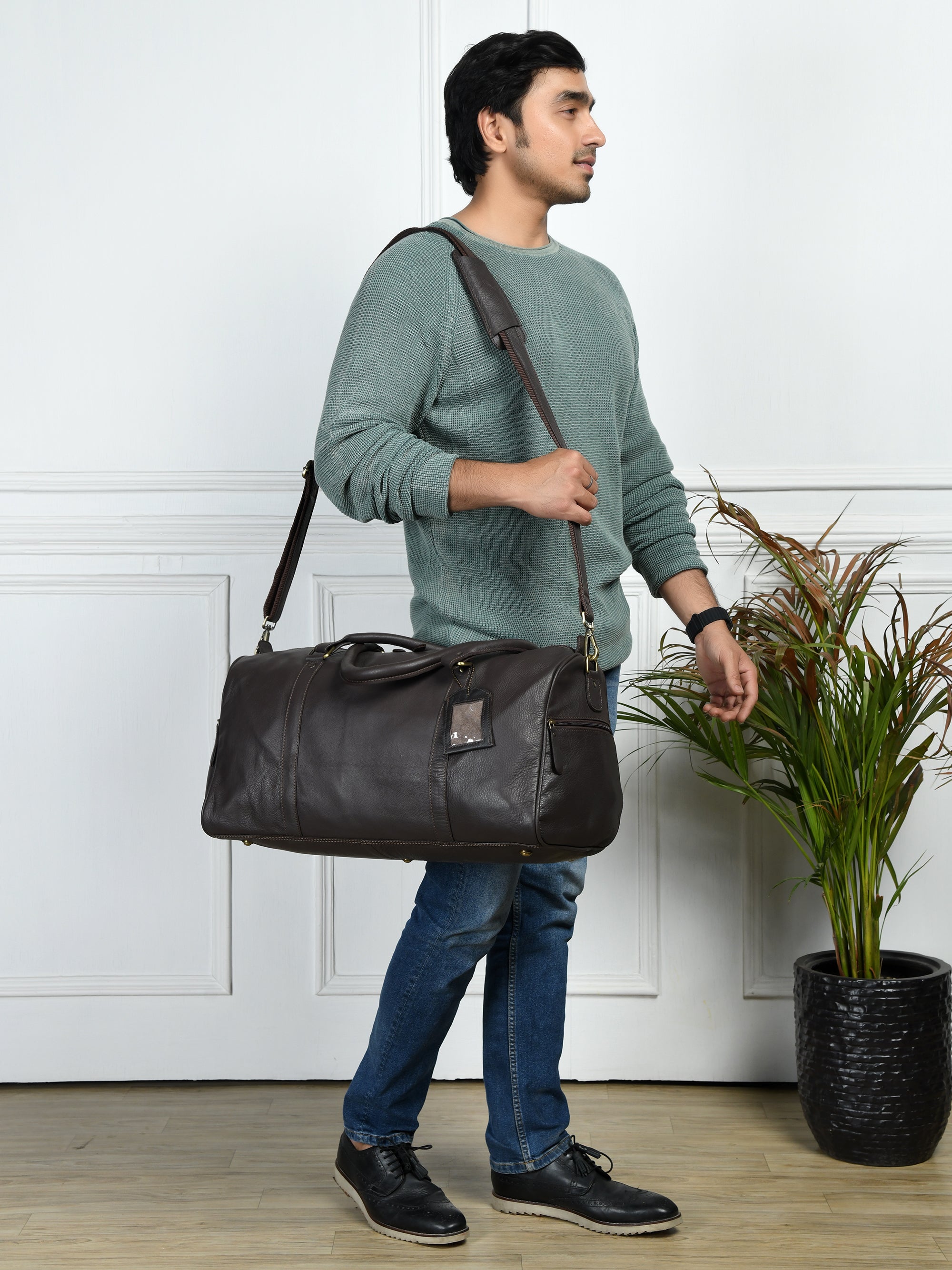 The Voyager Leather Travel Duffle Bag - Brown Colour