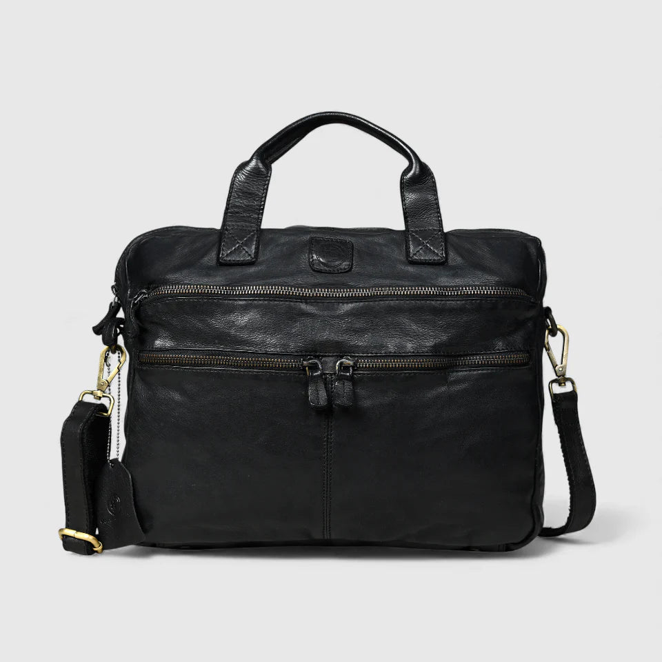 Voyager Vintage Leather Laptop Bag - Black Colour