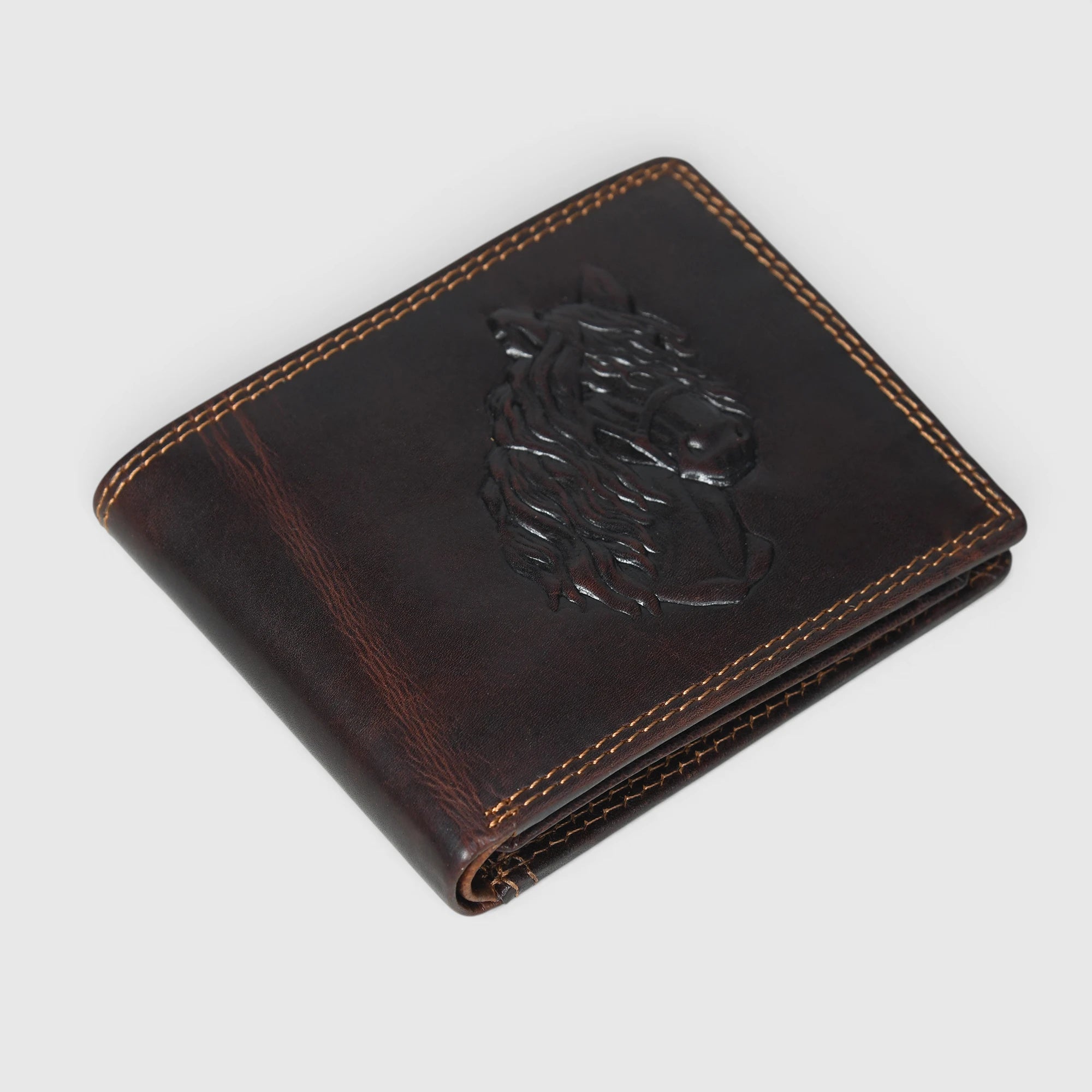 Stallion Crest Vintage Leather Bifold Wallet – Brown Colour