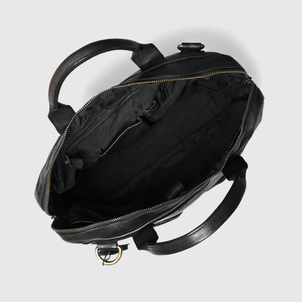 Voyager Vintage Leather Laptop Bag - Black Colour