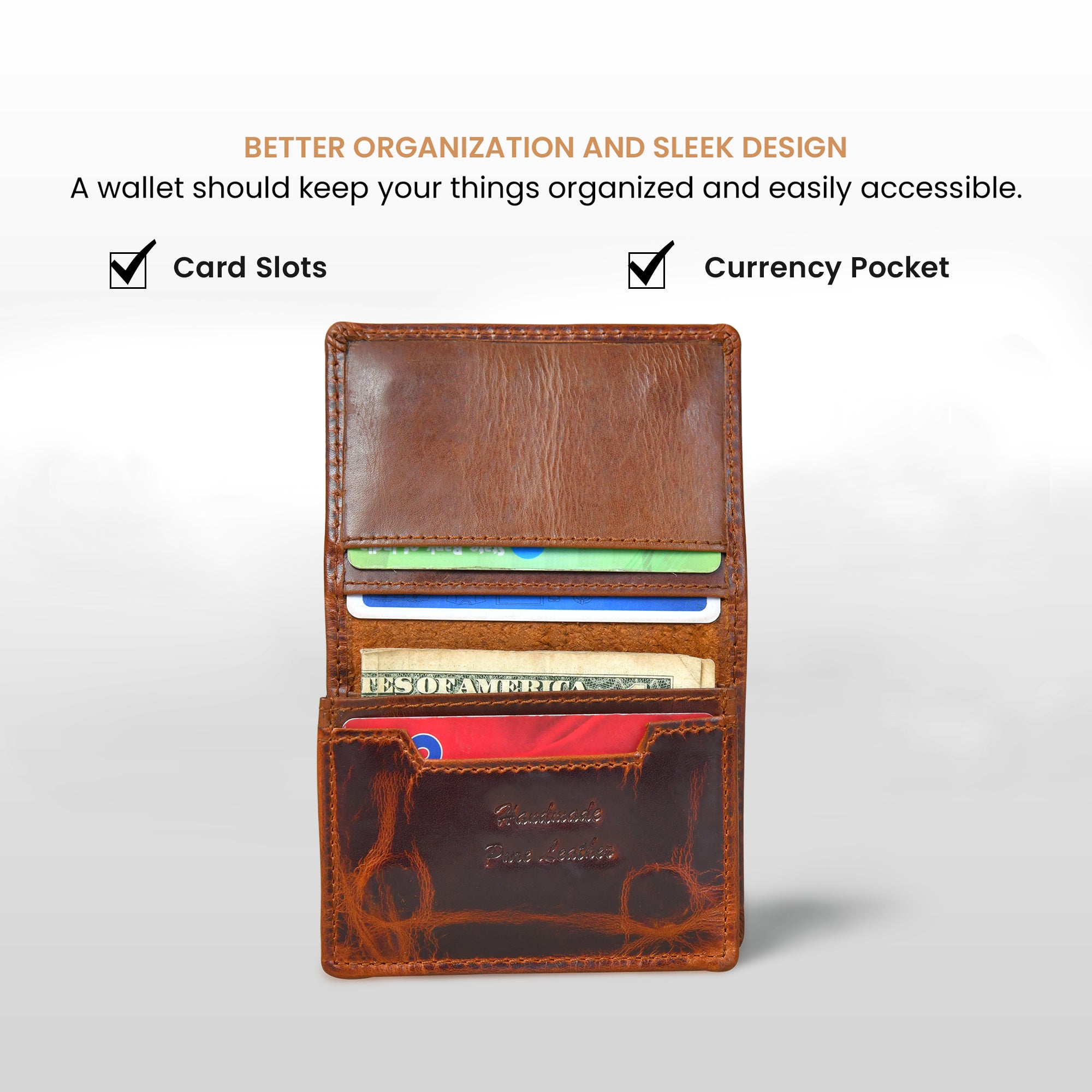 Classic Leather Card Wallet - Maroon Colour