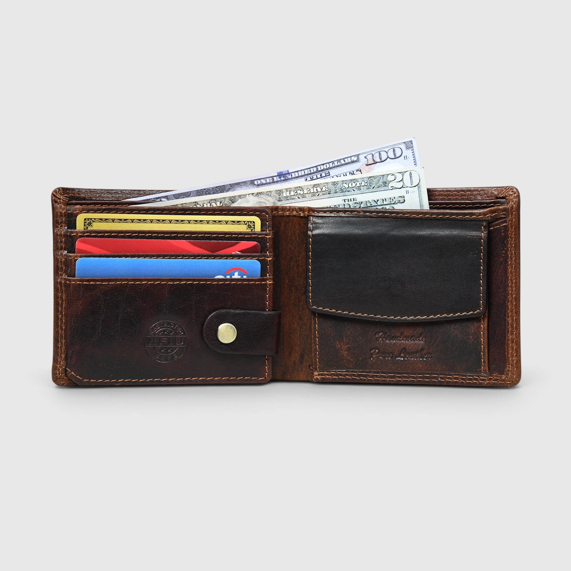 Stallion Crest Vintage Leather Bifold Wallet – Espresso brown