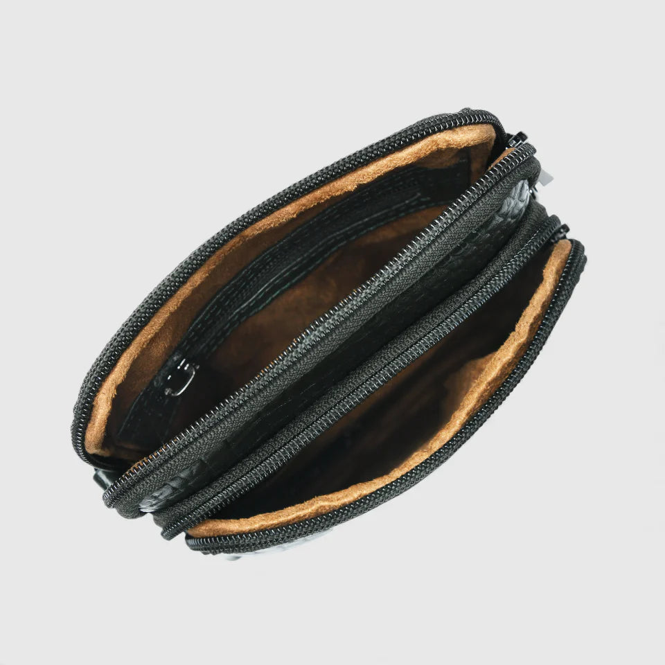 Croc Luxe Leather Sling Bag – Rich Green