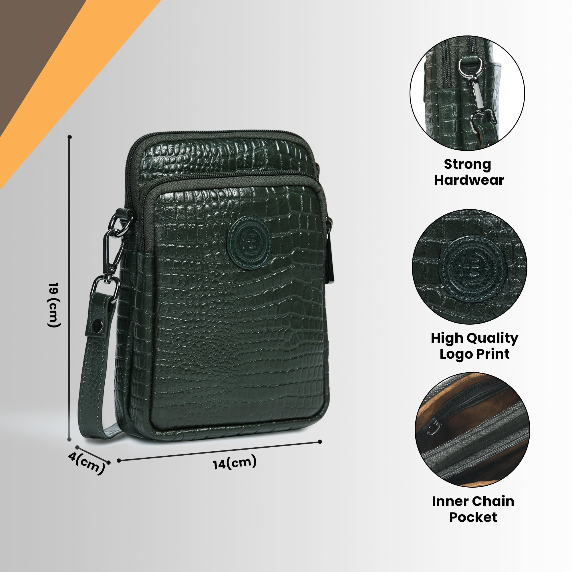 Croc Luxe Leather Sling Bag – Rich Green