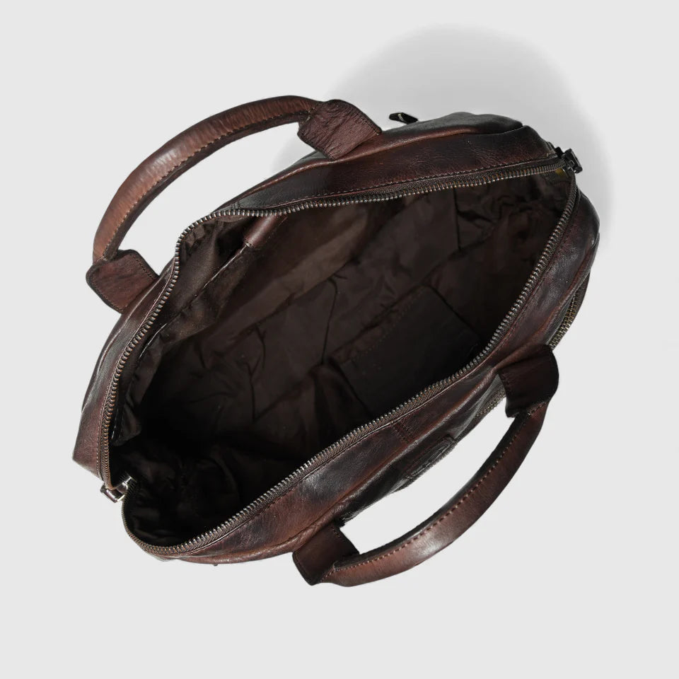Voyager Premium Leather Laptop Bag - Espresso brown